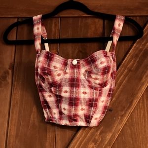 1980s Vintage Plaid Bustier 34 B